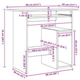 Desk High Gloss Grey 80x45x74 cm Engineered Wood