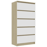 Drawer Sideboard White and Sonoma Oak 60x35x121 cm Engineered Wood