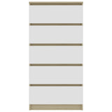 Drawer Sideboard White and Sonoma Oak 60x35x121 cm Engineered Wood