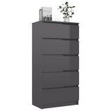 Drawer Sideboard High Gloss Grey 60x35x121 cm Engineered Wood - Side View