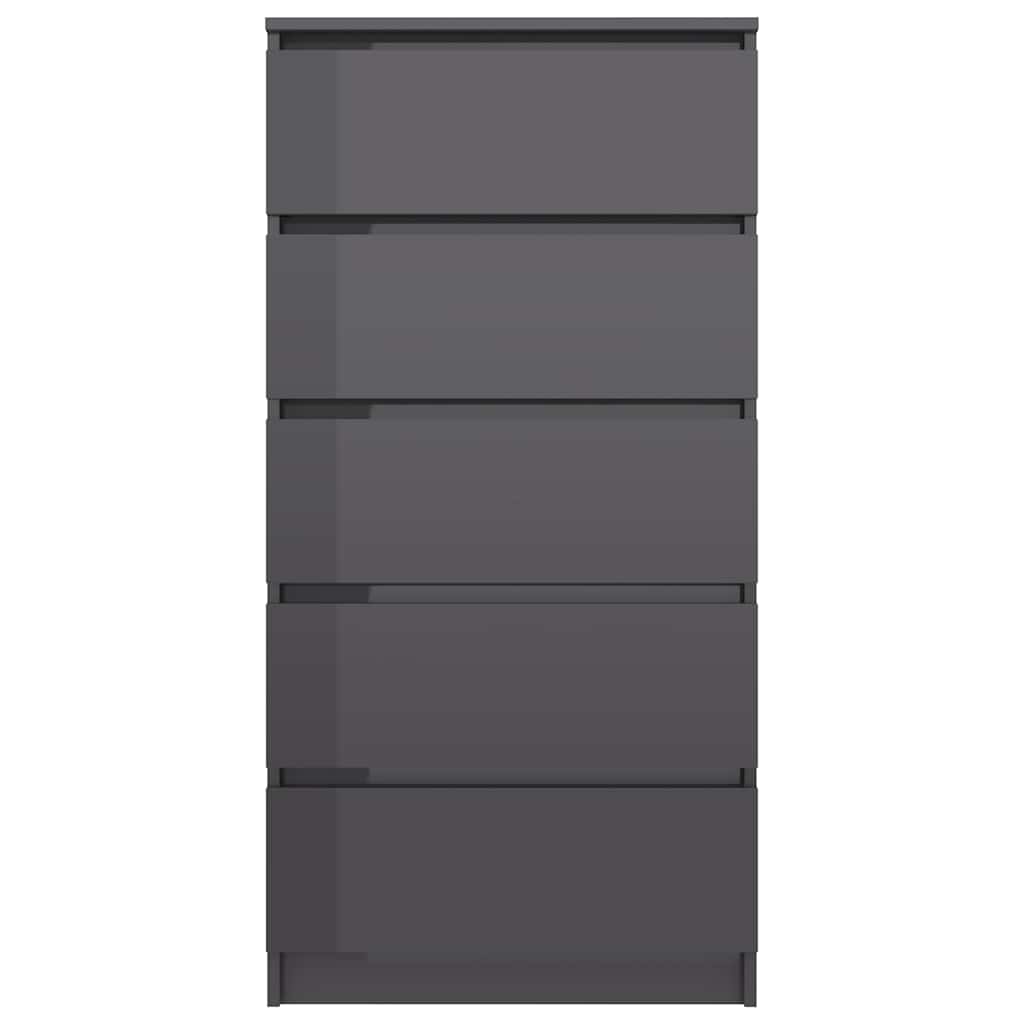 Drawer Sideboard High Gloss Grey 60x35x121 cm Engineered Wood