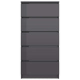 Drawer Sideboard High Gloss Grey 60x35x121 cm Engineered Wood - Top-Down View