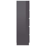 Drawer Sideboard High Gloss Grey 60x35x121 cm Engineered Wood - 45-Degree Angle