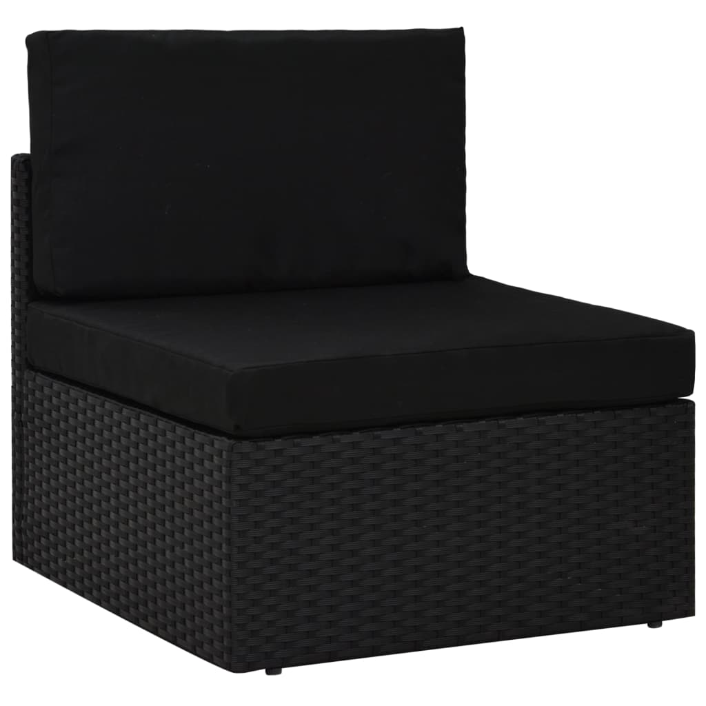 Sectional Middle Sofa Poly Rattan Black
