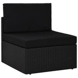 Sectional Middle Sofa Poly Rattan Black