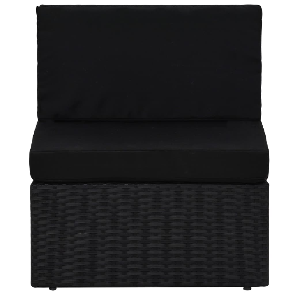 Sectional Middle Sofa Poly Rattan Black