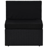 Sectional Middle Sofa Poly Rattan Black - Front View