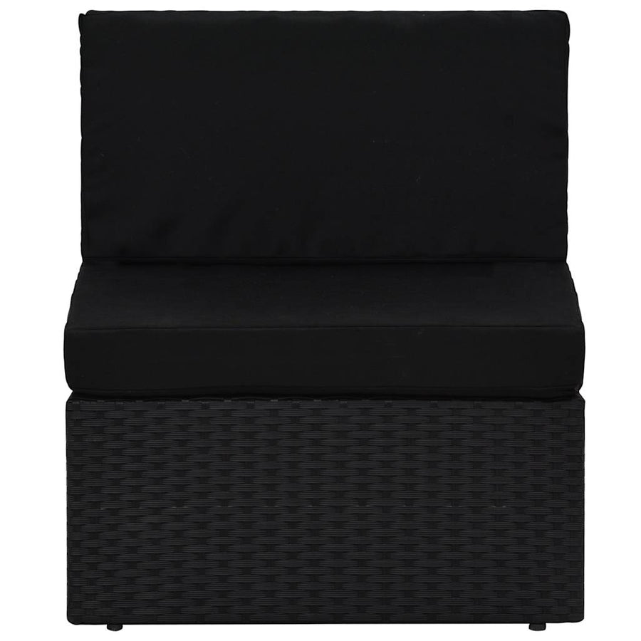 Sectional Middle Sofa Poly Rattan Black