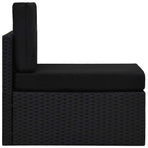 Sectional Middle Sofa Poly Rattan Black