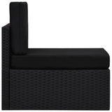 Sectional Middle Sofa Poly Rattan Black - Side View