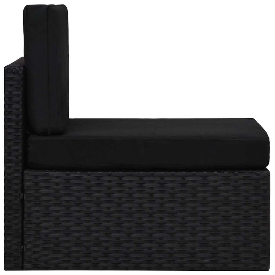 Sectional Middle Sofa Poly Rattan Black