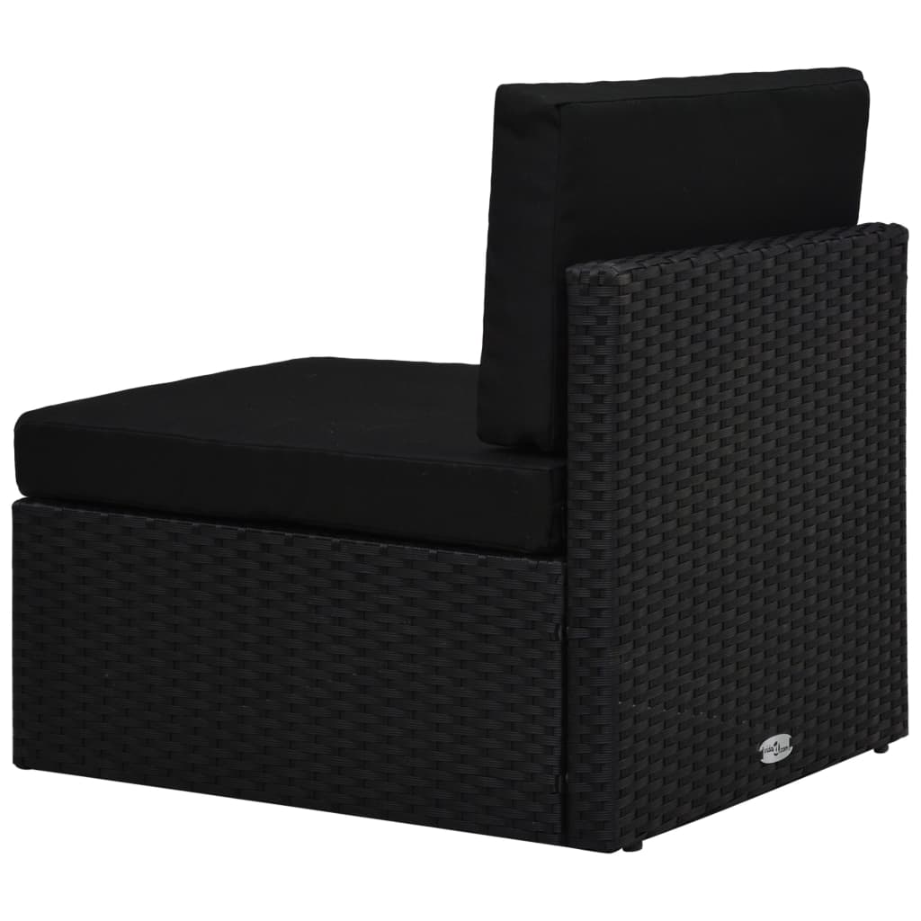Sectional Middle Sofa Poly Rattan Black