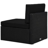 Sectional Middle Sofa Poly Rattan Black