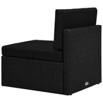 Sectional Middle Sofa Poly Rattan Black