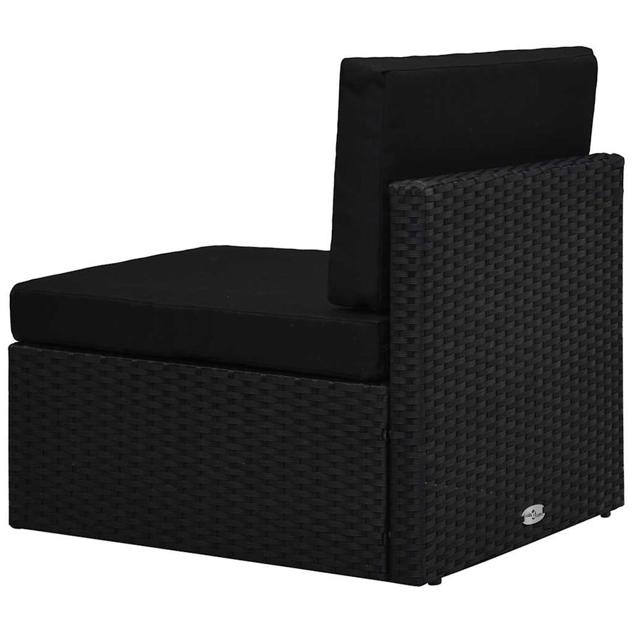 Sectional Middle Sofa Poly Rattan Black