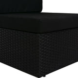 Sectional Middle Sofa Poly Rattan Black