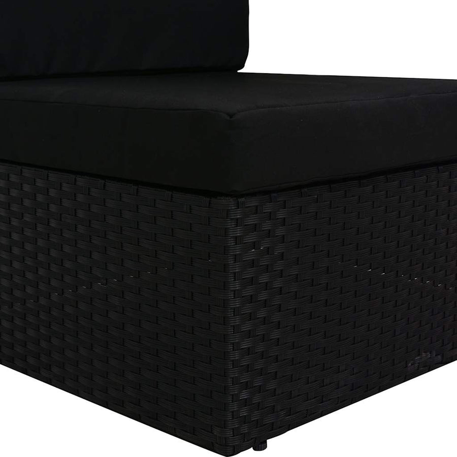 Sectional Middle Sofa Poly Rattan Black