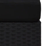 Sectional Middle Sofa Poly Rattan Black - Rear View