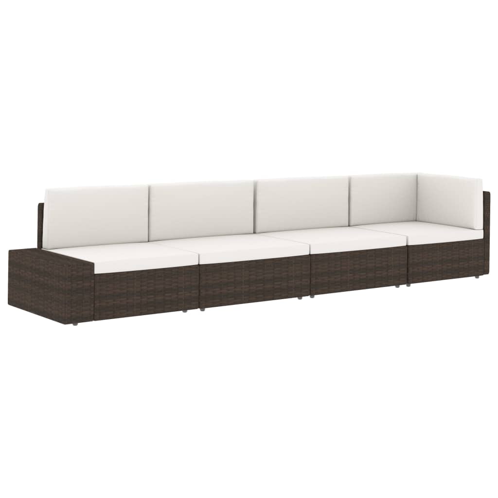 Sectional Middle Sofa Poly Rattan Black