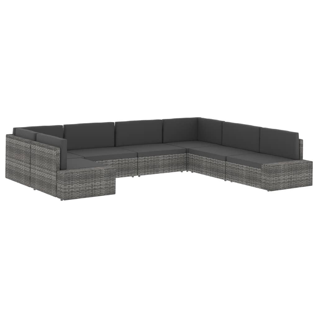Sectional Middle Sofa Poly Rattan Black