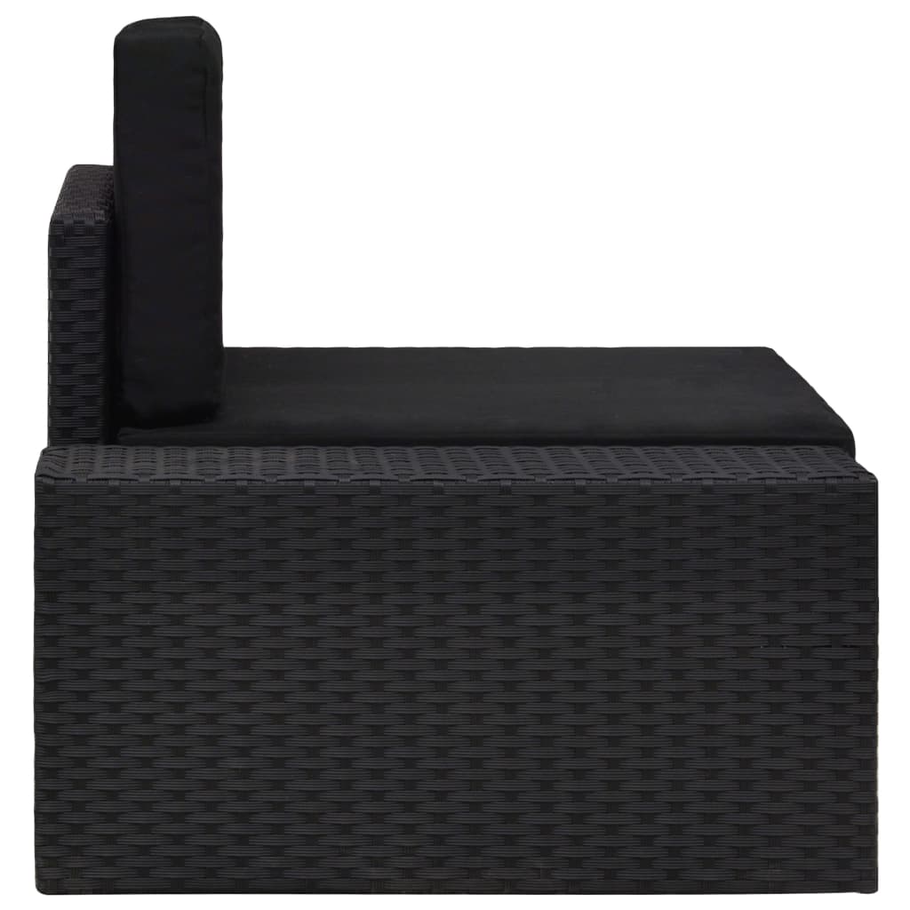 Sectional Corner Sofa with Right Armrest Poly Rattan Black