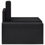 Sectional Corner Sofa with Right Armrest Poly Rattan Black - Side View