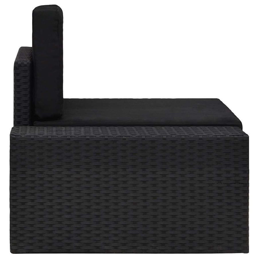Sectional Corner Sofa with Right Armrest Poly Rattan Black