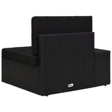Sectional Corner Sofa with Right Armrest Poly Rattan Black - Top-Down View