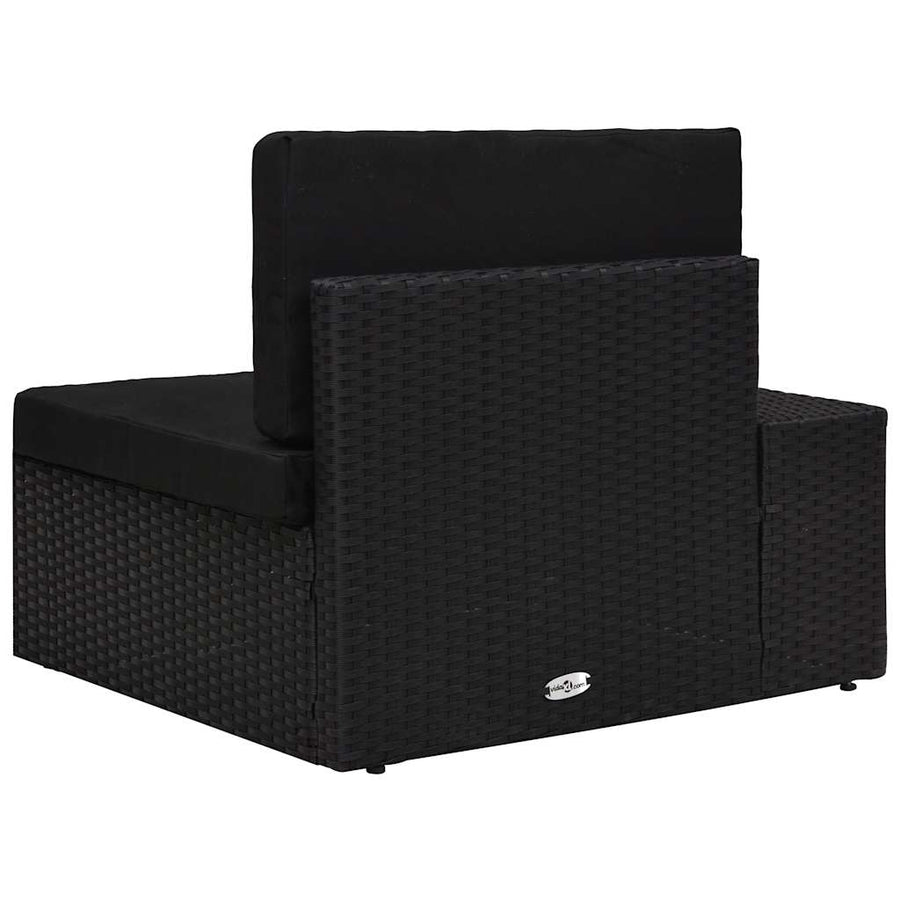 Sectional Corner Sofa with Right Armrest Poly Rattan Black
