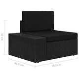 Sectional Corner Sofa with Right Armrest Poly Rattan Black - Close-Up Angle