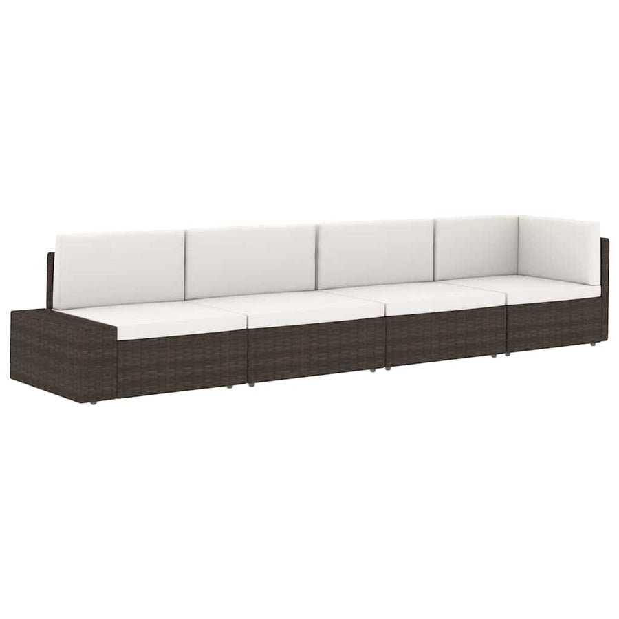 Sectional Corner Sofa with Right Armrest Poly Rattan Black