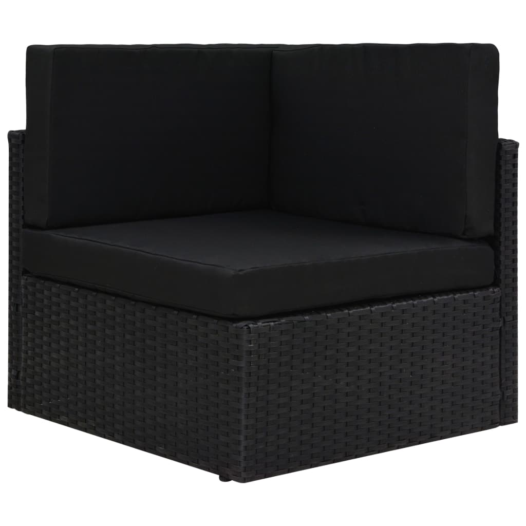 Sectional Corner Sofa Poly Rattan Black