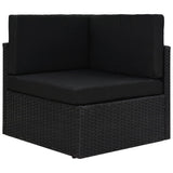 Sectional Corner Sofa Poly Rattan Black