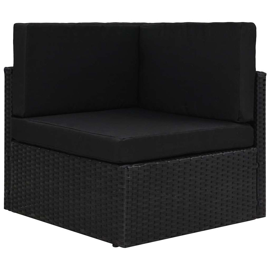 Sectional Corner Sofa Poly Rattan Black