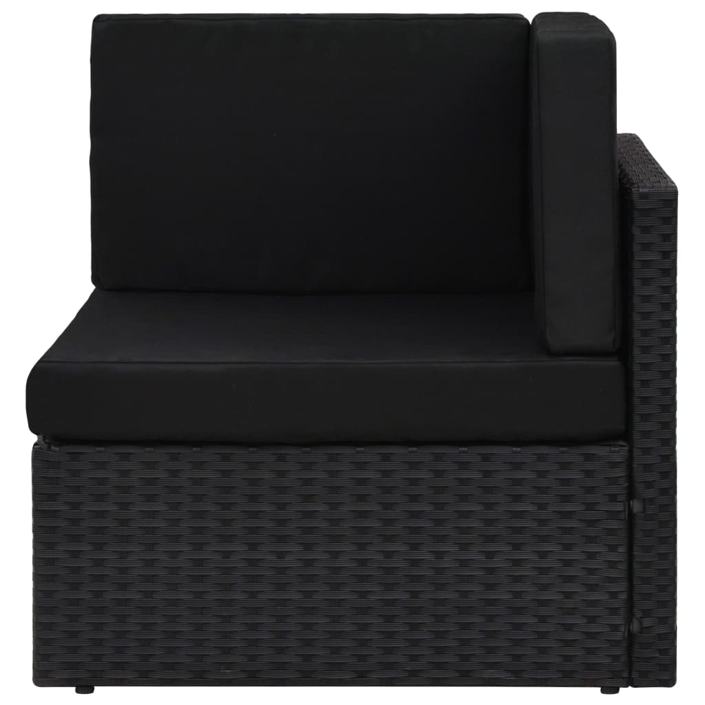 Sectional Corner Sofa Poly Rattan Black