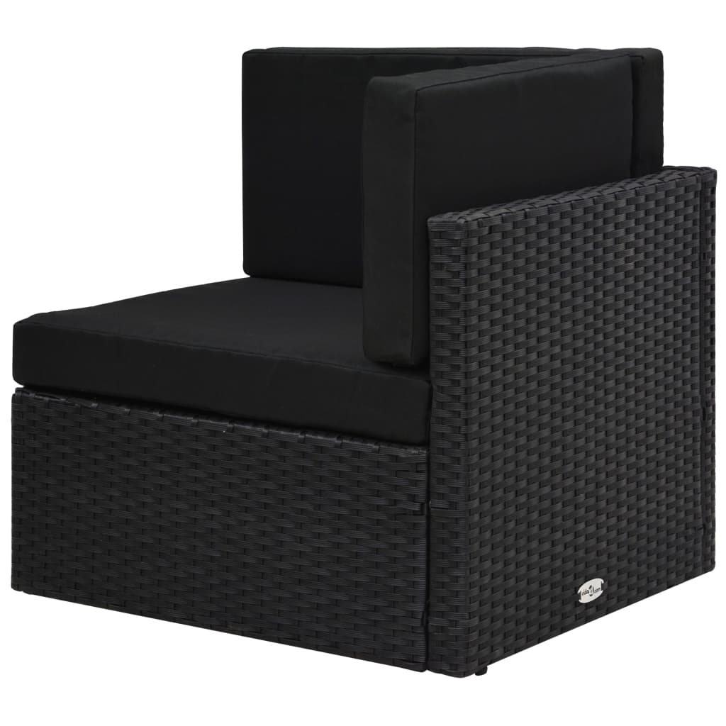 Sectional Corner Sofa Poly Rattan Black