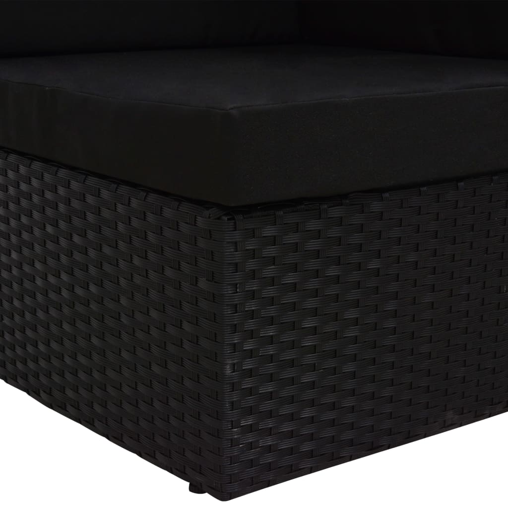 Sectional Corner Sofa Poly Rattan Black