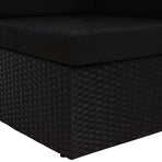 Sectional Corner Sofa Poly Rattan Black
