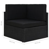 Sectional Corner Sofa Poly Rattan Black - Close-Up Angle