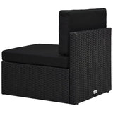2 Piece Garden Lounge Set Poly Rattan Black - Rear View