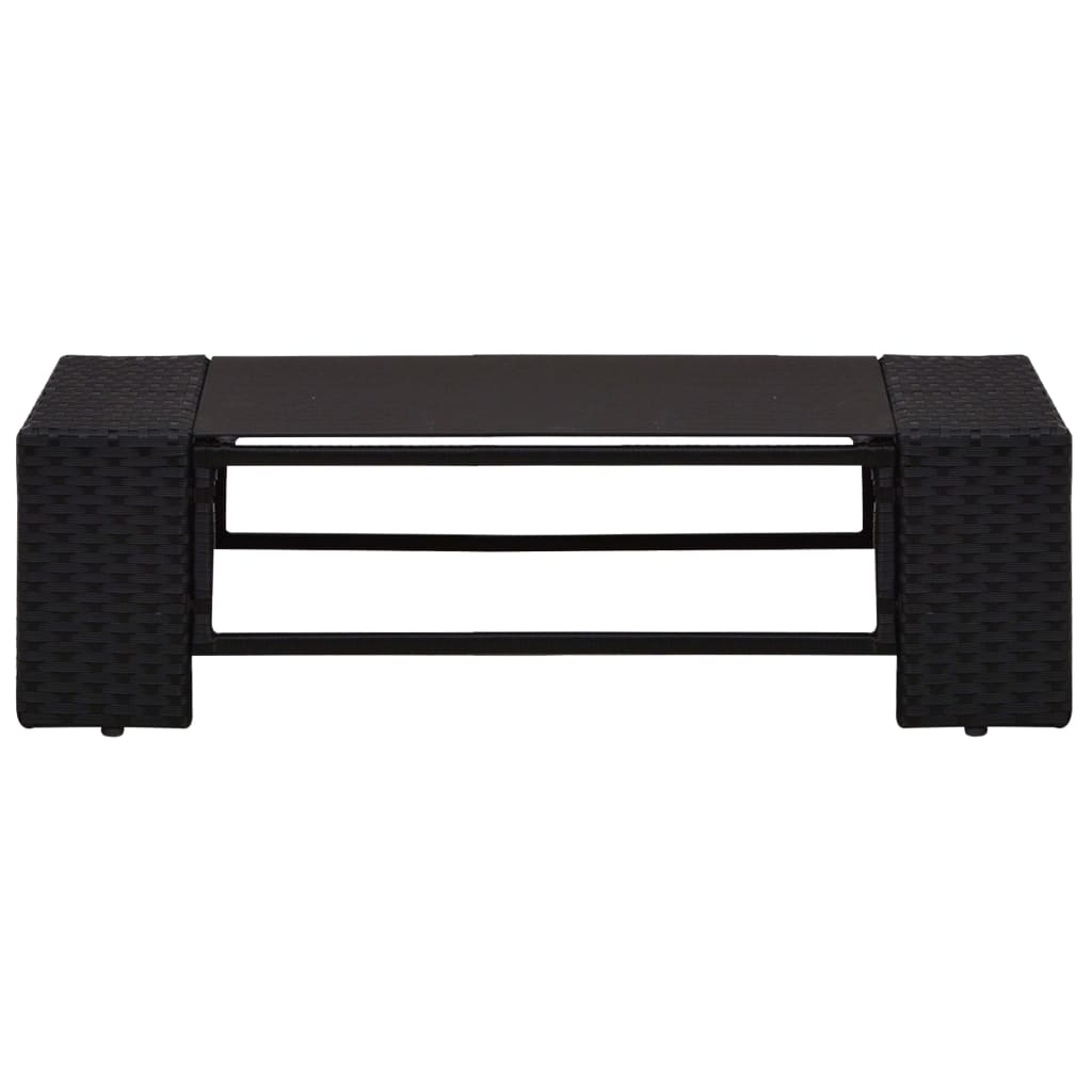 2 Piece Garden Lounge Set Poly Rattan Black