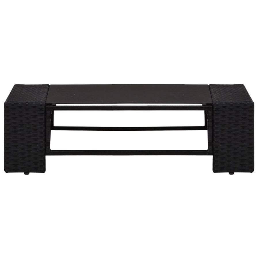 2 Piece Garden Lounge Set Poly Rattan Black