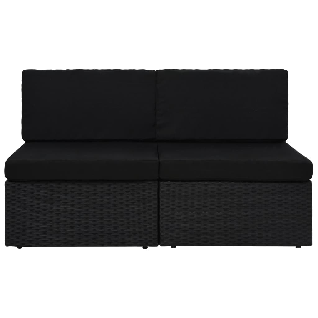 Sectional Sofa 2-Seater Poly Rattan Black