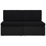 Sectional Sofa 2-Seater Poly Rattan Black