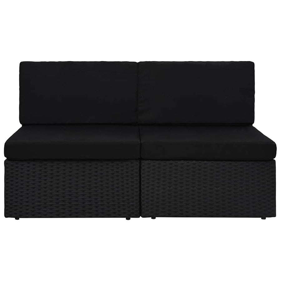 Sectional Sofa 2-Seater Poly Rattan Black