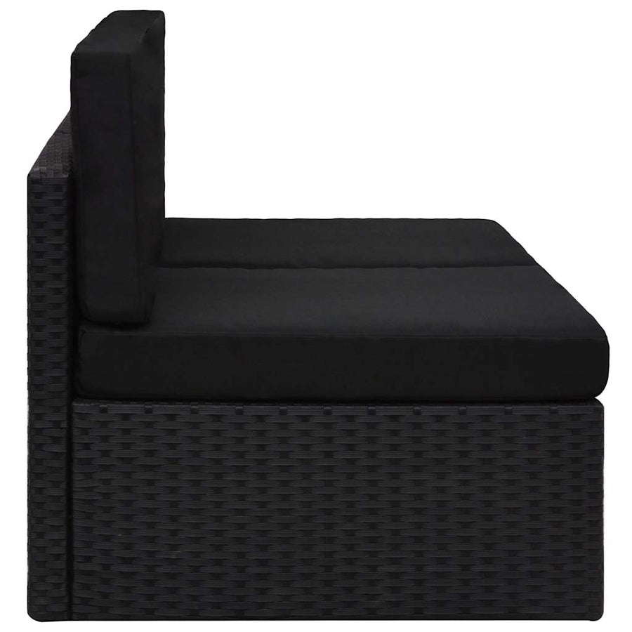 Sectional Sofa 2-Seater Poly Rattan Black