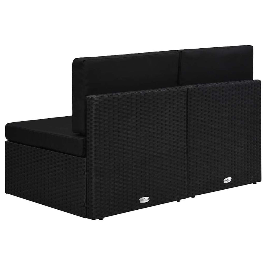 Sectional Sofa 2-Seater Poly Rattan Black