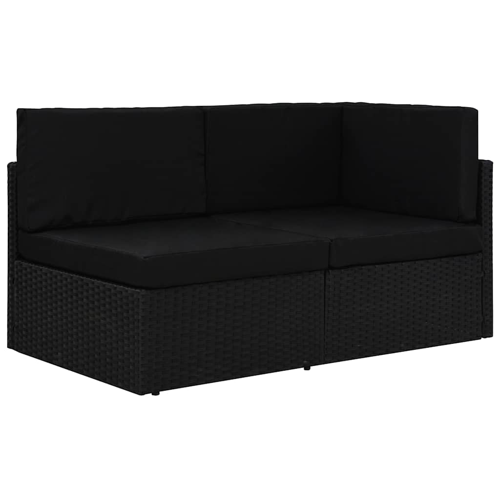 Sectional Sofa 2-Seater Poly Rattan Black