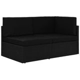 Sectional Sofa 2-Seater Poly Rattan Black