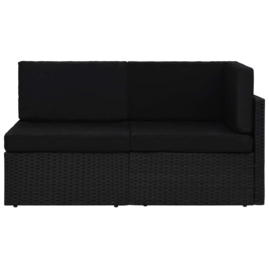 Sectional Sofa 2-Seater Poly Rattan Black